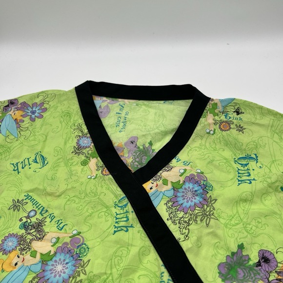 Wonderful World Of Disney Holiday Scrub Top Tinkerbell Peter Pan Womens XL - Picture 1 of 6